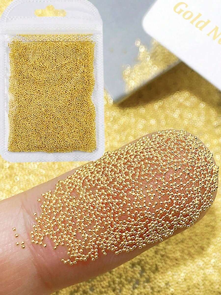 5000/10000顆 3D美甲魚子珠 手作迷你美甲球珠 金色鋼珠美甲飾品 DIY美甲裝飾配件 鑲鑽美甲配件 四季款美甲飾件 - 金色 - 查看 1