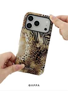 GIIPPA 1個豹紋與斑馬紋拼接設計手機殼，適用於Phone 17 Pro Max, 16 Pro Max, 15 Pro Max, 14 Pro Max, 11/12/13/14/15/75 Pro Max Plus，韓式高級時尚趣味優雅設計，男女皆宜，聖誕節、情人節、復活節、婚禮季與生日送女友的完美禮物！ - 彩色 - 查看 5