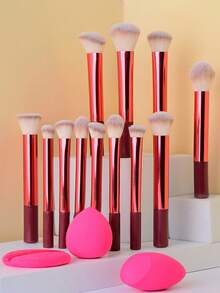 12-Piece Long Handle Makeup Brush Set - Professional Makeup Brushes, Complete Set Of Powder Brush, Eyeshadow Brush, Blush Brush - Multicolor - View 6