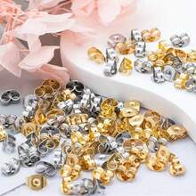 10/50/100 Stücke 4,5*6mm Edelstahl Anti-Fall Schmetterlings-Ohrring-Rückseiten, hypoallergene Gold-/Silberfarbene Ohrring-Stecker für Ohrring-Reparatur und Ersatz, handgemachter Schmuck DIY-Herstellung, Ohrring-Muttern, gerollte Kante Schmetterlings-Ohrring-Rückseiten, Anti-Fall Ohrring-Stecker, Schmuck-Handarbeitsmaterialien, Nadel-Ohrring-Rückseiten, Ohrring-Zubehör für Piercings, Ohrring-Rückseiten in Großpackung - Verschiedenfarbig - Übersicht 4