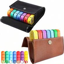 1 Set 14-Grid Portable Weekly Pill Box, Sealed Plastic AM PM Organizer With PU Leather Case - Portable Medicine Box - View 6