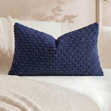 1pc/2pcs Bohemian Striped Throw Pillow Cover (Pillow Insert Not Included), Soft Plush Corduroy Solid Color Decorative Square Pillow Case, Suitable For Holiday, Sofa, Bedroom, Bed, All Seasons Use. - Royal Blue - View 11