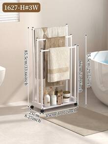 1pc 3-Tier Towel Rack With Storage Function - Freestanding, With Wheels - Heavy Duty Base, Sturdy Structure, Suitable For Various Sizes Of Towels, Bath Towels, Bathrobes, Ideal For Bathroom, Guest Room Use - Multicolor - View 8