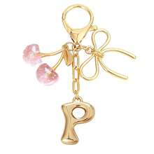 1Pc Initial Keychain, Coquette Cherry Bow Charm Pendant, Y2K Aesthetic Resin Keyring For Backpack Car, Cute Gift For Her Women Girls - Multicolor - View 30