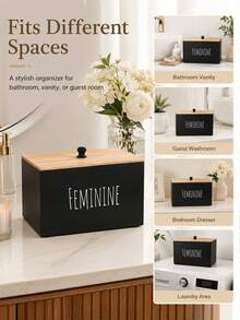 Aesthetic Tampon Storage Box With 3 Slots Anti Dust Cover Premium Multifunctional Bathroom Storage Box For Housewives Handy Jewelry Organzierhair Accessories Organaizer To Hold Makeup Pads Travel Essential Home Decor Bathroom Accesssories - View 3