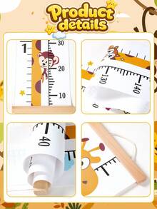 1pc Cute Giraffe Height Measurement Sticker, Creative Cartoon Growth Ruler, Hanging Fabric Height Chart, Removable Height Sticker, Portable And Reusable Height Ruler, Baby Room Decoration, 1st Birthday Party Decoration, Suitable For Room And Home Decor, Home Decor And Small Gifts, Kindergarten Wall Decor, Baby Photography Props - Giraffe - View 3