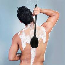 Body Scrub Long Shower Body Brush Exfoliating Tool For Skin Easy To Clean With Lather For Wet Or Dry Use Bath Brush For Men Women - Black - View 3