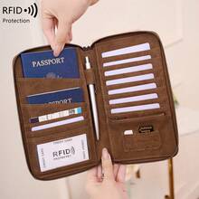 CHARM INFINITE 復古 RFID 防盜護照夾，大容量 PU 皮革旅行文件錢包附手腕帶，度假必需品防盜收納袋 - 彩色 - 查看 5