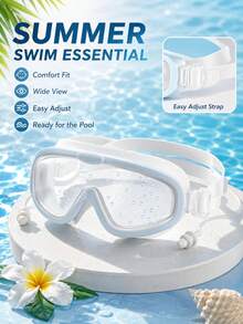 1pc Large Frame Transparent Design Swimming Goggles, Water Sports Swimming Goggles, Beach Essential, Beach Accessory - Multicolor - View 21