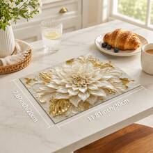 1 pieza Tapete absorbente de tierra de diatomeas, tapete absorbente antideslizante y resistente al calor, adecuado para encimera de cocina, máquina de café, vajilla, decoración de hogar, cafetería, bar, fiesta, regalo, mantel individual con patrón floral 3D - Multicolor - Ver 15