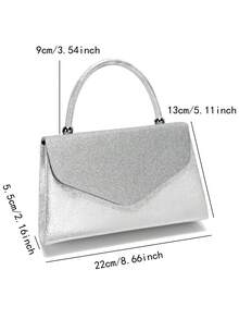 Women's Straw & Velvet Evening Bag With Chain Strap, Suitable For Beach And Formal Parties - Silver - View 2