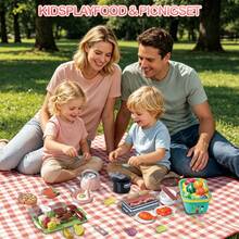 Juego de cocina de juguete mini para niños, juguetes de cocina realistas que incluyen tetera rosa, ollas, sartén, parrilla, utensilios de cocina, pizza, mariscos, juguetes para cortar verduras, cesta de compras, regalo educativo para niños y niñas de 3-6 años, juguete divertido para jugar en casa con los padres - Multicolor - Ver 5