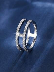 1 buah Cincin Minimalis Geometris Bertatahkan Pave, Desain Mewah Ringan dan Elegan, Aksesori Elegan untuk Perjalanan Sehari-hari yang Mencerahkan Kulit - JZ23967 - View 13