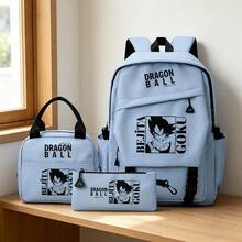 Miniso Dragon Ball 3PCS Backpack Set, Vegeta & Goku Printed Casual School Backpack Combo With Tote Bag & Pencil Pouch For Students - Blue - View 1