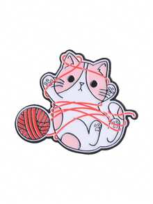 Cute Cat Playing With Yarn Enamel Pin, Messy Kitten Brooch For Cat Lovers - Multicolor - View 10