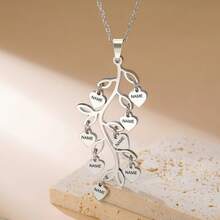 Kalung Stainless Steel dengan Liontin Pohon Berbentuk Hati, Dapat Disesuaikan dengan 1-8 Nama, Tahan Air dan Anti Karat, Hadiah Hari Ibu untuk Ibu/Istri/Teman, Cocok untuk Acara Sehari-hari dan Formal - MultiWarna - View 8