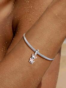 1 pieza Encanto de perro mascota lindo de plata esterlina 925, adecuado para hacer pulseras/brazaletes de mujer, manualidades de joyería y decoración diaria - perro de ojos grandes - Ver 2