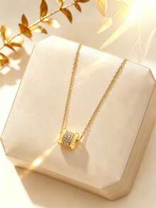 1pc Stainless Steel Slim Waist Women's Pendant Necklace, Creative Design, Simple Personalized Fashion Vintage Casual Valentine's Day Gift, Suitable For Daily, Holiday, Commuting, Street, Party, Gift Giving And Wearing (OPP Bag Packaging, Box For Photography Only) - Yellow Gold - View 1
