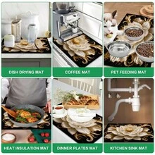 1pc 3D Floral Pattern Diatomaceous Earth Absorbent Mat, Non-Slip Heat-Resistant Water-Absorbing Mat, Suitable For Kitchen Countertop, Coffee Machine, Tableware, Home, Cafe, Bar, Party Decoration Placemat Gift - Multicolor - View 10