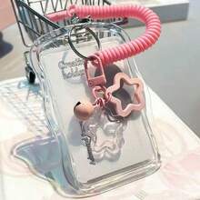 1pc Star Pattern Transparent Card Holder Keychain, Acrylic/PC Wear-Resistant Photo Card Holder, With Spring Rope, Anti-Deformation Creative Case, Suitable For Photo Cards, Bus Cards, Subway Cards And Student Cards, Back To School Supplies - One Size - View 14