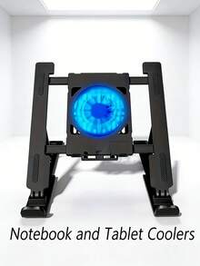 USB Cooling Laptop Stand, Adjustable Height Ergonomic ABS Laptop & Tablet Riser, Foldable Portable Desktop Holder For Office & Daily Use - View 6