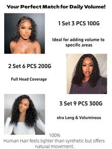 Brazilian Water Wave Human Hair Bundle Set, Wet Wave, 100% Untreated Human Hair, Long Wave Double Layer Hair Extensions, Anti-Shedding, Suitable For Halloween Costumes - SNatural - View 3