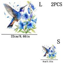 1/2/3 Stück lebendige Kolibri- und blaue Blumen-Bügeltransfer-Aufkleber, Bügeltransfer-Dekore - geeignet für Kissen, DIY, Rucksäcke, T-Shirts, Leinwandtaschen, Sweatshirts, Jeans, T-Shirts, Kleidung, Nähbedarf - Mehrfarbig - Übersicht 8