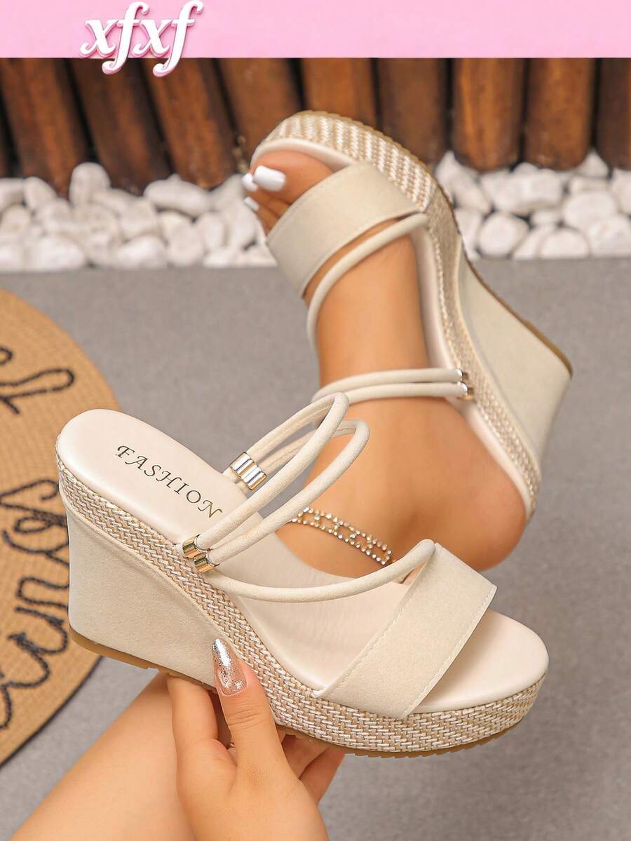 Xfxf Teen Open Toe Breathable Wedge Sandals, Suitable For Campus/Home Leisure/Outdoor Walking And Other Scenarios - Beige - View 1