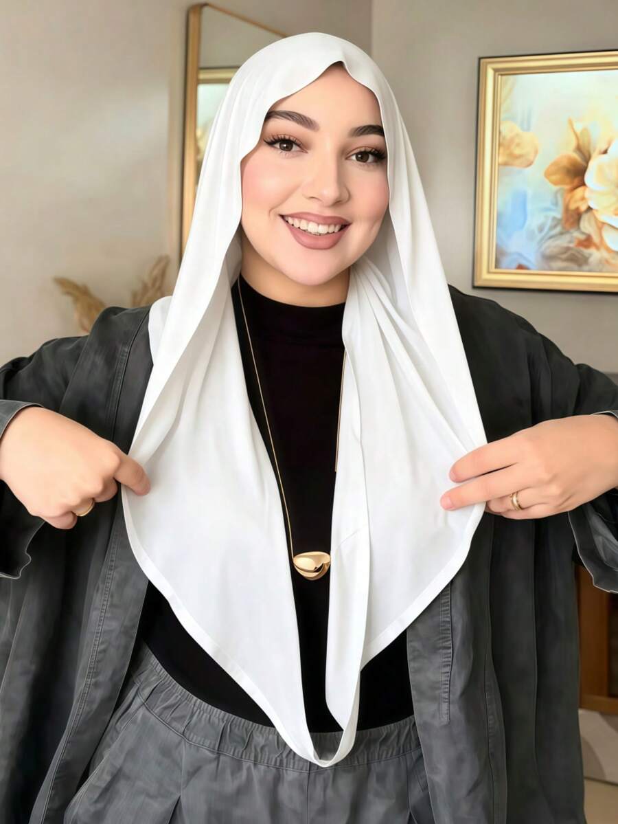1 pieza Hiyab básico de unicolor clásico instantáneo para mujer, bufanda de cuello retorcido precosida, múltiples estilos de uso ajustable para cualquier look, turbante elástico versátil y práctico, tela de modal cómoda y suave al tacto, adecuada para uso diario, deportes, yoga