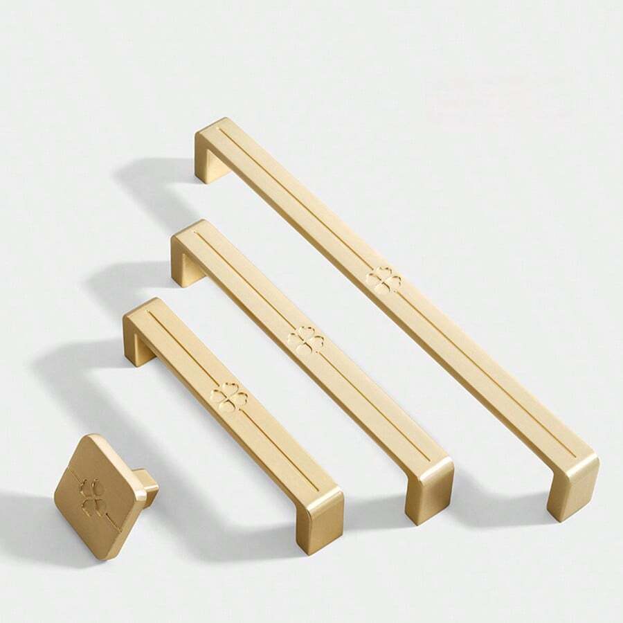 1pc Modern Minimalist Zinc Alloy New Chinese Style Cabinet Door Handle Drawer Wardrobe Shoe Cabinet Cupboard Gold Single Hole Knob - A - View 1