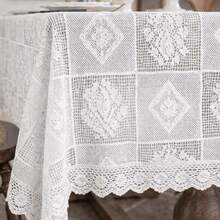 VENECIA Rectangular Lace Tablecloth Measuring 150x250cm. Maximum Elegance. - White - View 3
