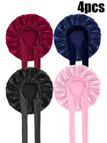 CONFLASS 1/2/4/5pcs Women Sleeping Cap, Elastic Satin Colorful Sleeping Hat For Casual Home Hair Care,Holiday,Festival - A - View 17