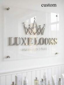 1pc Customized Business Logo Sign, 3D Acrylic Wall Logo, Suitable For Small Business, Home Office, Beauty Salon, Nail Studio Personalized Brand Logo Sign, Boutique, Shop Salon Sign - Multicolor - View 4