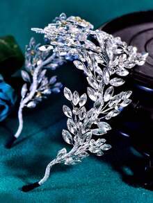 1 pieza Diadema elegante de strass hecha a mano Accesorio para el cabello de novia y dama de honor Adecuado para fiesta celebración regalo de cumpleaños - Plateado - Ver 7