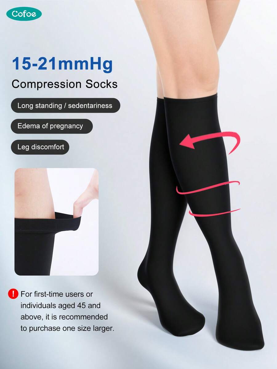 Cofoe Class 1 Compression Socks, 15–21 MmHg Below-Knee Closed-Toe Compression Stockings, Elastic Gradient Support Socks For Men And Women - KF-wAX-01-level 1 - View 1