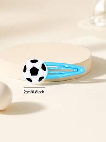 6pcs Football Hair Clips World Cup Theme Water Drop BB Clips Sports Side Bangs Clips Suitable For Holiday Matching - Multicolor - View 5