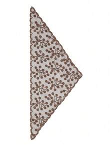 1pc Lace Floral Trimmed Triangle Scarf - Multicolor - View 4