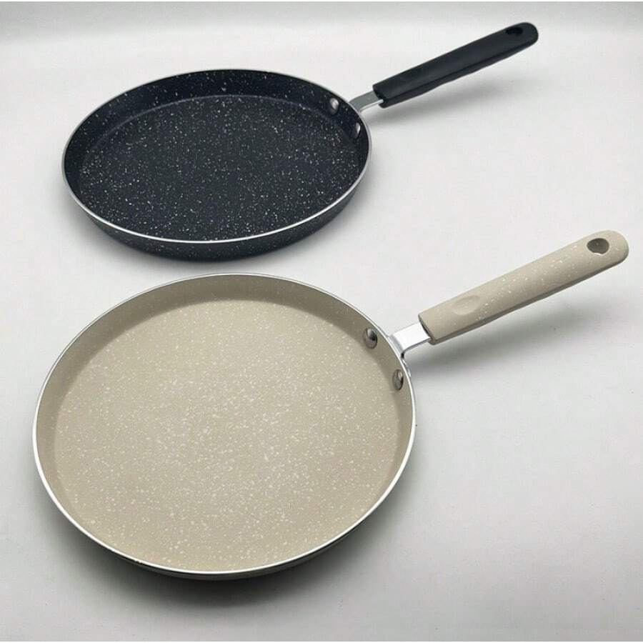 1 pieza Sartén plana antiadherente, apta para crepes, con mango cómodo resistente al calor, compatible con placa de inducción, para cocina doméstica y cocina al aire libre, sartén multifuncional, sartén para panqueques - Ver 1