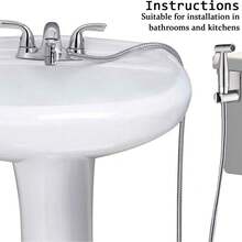 Tatukiko Set Semprotan Bidet Toilet, Adaptor T All-In-One + Selang + Braket, Semprotan Genggam Bertekanan Air Kuat, Cocok untuk Kebersihan Pribadi dan Pembersihan Rumah - perak - View 4