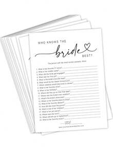 30/20/10/1pc Bridal Shower Game Who Knows The Bride Best Cards, Fun Activity For Wedding, Bridal Shower And Bachelorette Party, Wedding Guest Game Fun Activity - Multicolor - View 1