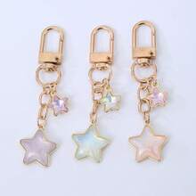 1pc Pentagram Pendant Lovely Colorful Cartoon Keychains Car Keyring Handbag Pendants Love Charm Of Earphone Case Keychain - Multicolor - View 3