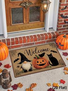 1 Stück Halloween Dekoration, Halloween Fußmatte, Kürbis Spinnennetz Fledermaus Katze Gesichtslose Puppe Muster Teppich, Halloween Tür Matte, Halloween Party Zubehör, Halloween Innen- und Außenbereich Eingangstür Dekoration, Halloween Wohnzimmer, Schlafzimmer, Küche, Büro Dekoration, Raum Dekoration, Heimdekoration, Halloween Themenartikel, Weihnachten, 2027 Neujahrs Dekoration, Party Geschenke - Halloween-Kürbis - Übersicht 11
