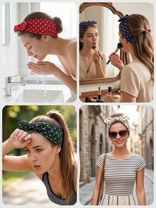 1pc Women's Polka Dot Outdoor Casual Sports Extra Wide Bow Headband - Multicolor - View 2
