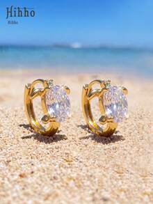 Hihho 1 Pair European And American Creative Ocean Animal Turtle Zirconia Earrings, Exquisite Small Personalized Elegant Girls Fashion Versatile Ear Jewelry Suitable For Daily, Vacation, Beach, Party, Outing, Gift For Friends - Turtle Earrings - View 1