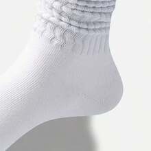 8 Pares de Meias Brancas Unissex Estilo Slouch, Meias Versáteis de Cano Médio Estilo Escolar Japonês, Alta Elasticidade Sem Aperto e Antiderrapante, Uso Duradouro Sem Escorregar, Adequadas para Esportes e Uso Diário - Meias de Cor Sólida Laváveis à Mão, Adequadas para Treinamento e Casual - Multicolorido - Visão 7