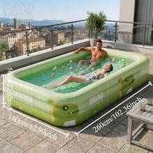 1 pieza Piscina inflable, material de PVC reforzado, portátil, plegable, fácil de almacenar, adecuada para interiores, patio, fiesta, balcón, fiesta de verano, reunión familiar, piscina de juegos de agua (Por favor, verifique el tamaño antes de pedir) - Piscina verde con cachorros de dragón - Ver 6