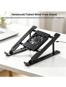 USB Cooling Laptop Stand, Adjustable Height Ergonomic ABS Laptop & Tablet Riser, Foldable Portable Desktop Holder For Office & Daily Use - View 4