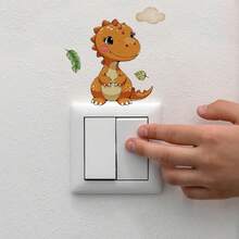 6pcs/Set Cartoon Triceratops Animal Switch Stickers Children's Room Decoration Wall Decals - Multicolor - View 4