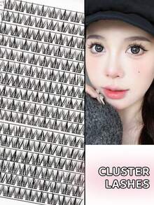 Korean Style Makeup Cluster Lashes, Long Soft Curly 3D Defined 320 Clusters Large Capacity - C - View 4