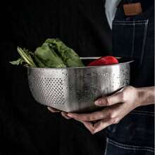 1pc Stainless Steel Rice Strainer, Thickened Slanted Bottom Rice Washing Bowl, Multi-Purpose Kitchen Vegetable And Fruit Drain Basket - One Size Fits All - View 1
